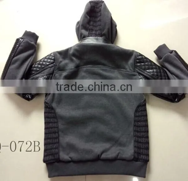 Hot Stock Man Hoody Quilted Jacket Faux Leather Jacket Men photo-4