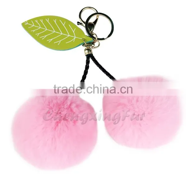 CX-R-56 Wholesale Best Quality Rabbit Fur Strap Chain Keychain Charm For Bag photo-4