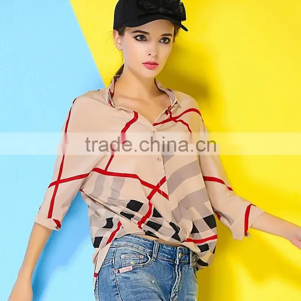 2015 HOYUGO Women Fashion Casual Blouse Designs, Smart Casual Wear Blouse, Silk Casual Blouse for Fat Woman. photo-5