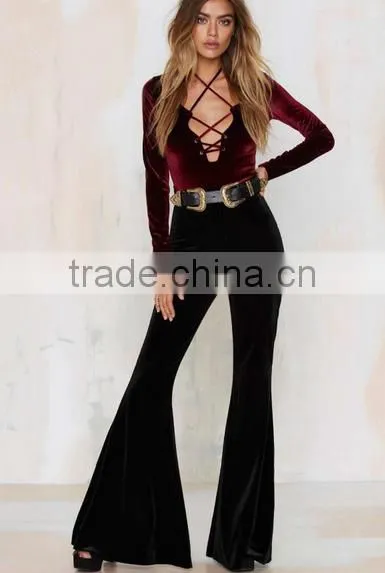4541 Runwaylover Ladies AU Sexy Velvet Flare Pants photo-4