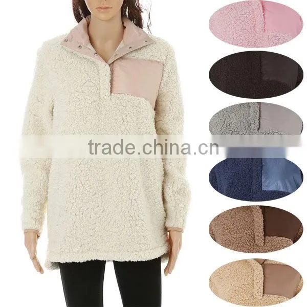 Wholesale Monogram Sherpa Fleece Woman Pullover Sweater photo-6