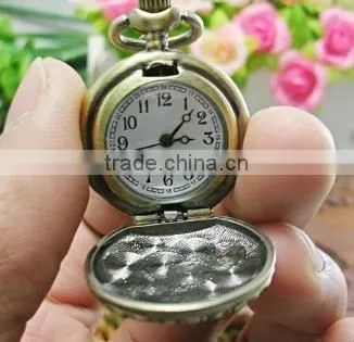Bronze Tone Round Pocket Watch With Chain Crown Necklace Watch photo-2