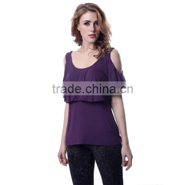 Popular Casual Style Large Size Reveal Shoulder Lady Blouse photo-5