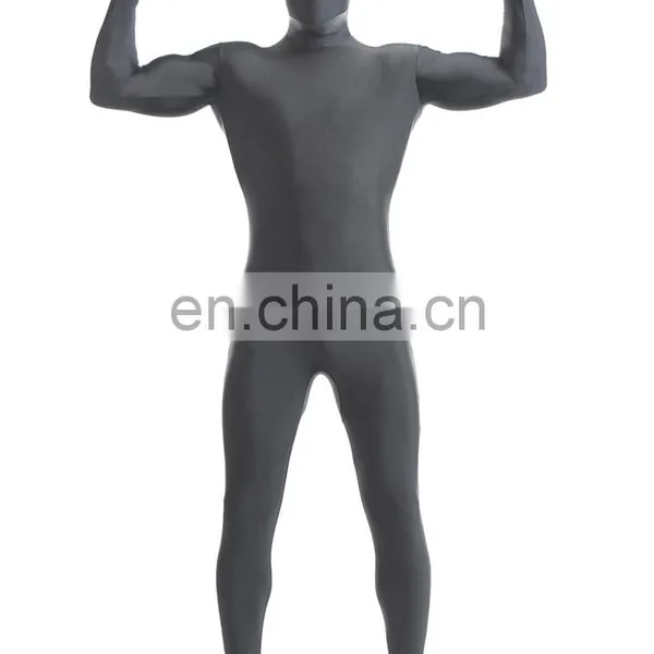 Fancy Dress Halloween Costume Grey Spandex Lycra Full Body Zentai Suit Unitard photo-3