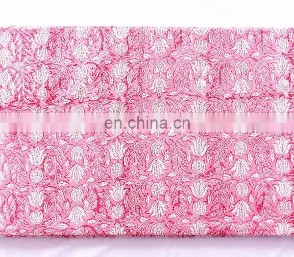 Indian New Hand Block Cotton Fabric Crafting Dressmaking Sewing Fabric By Meter photo-2