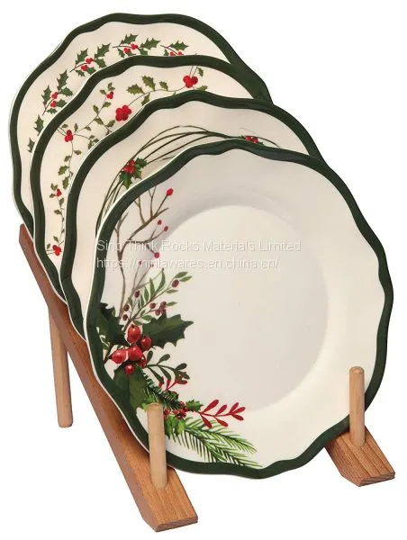 Competitive Price 12pcs Flower Shape Dinnerware Plastic Plates Asian Japanese Korean Dinner Set With Flower Print photo-2