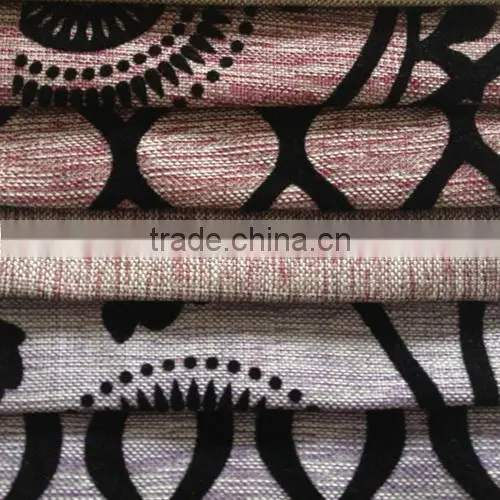 100% Polyester Linen Like Flocked Sofa Fabric photo-2
