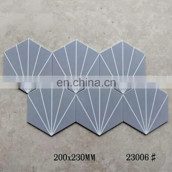 Hexagonal Brick 230*200*115 mm Black and White Rays Pattern Classic Tea Bar Clear Bar Anti-slip Wall Tile Floor Tiles