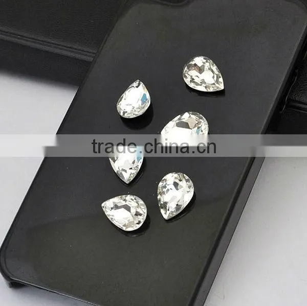 Phone Case Rhinestone Accessories 14X10mm Teardrop Transparent Rhinestone Decoration
