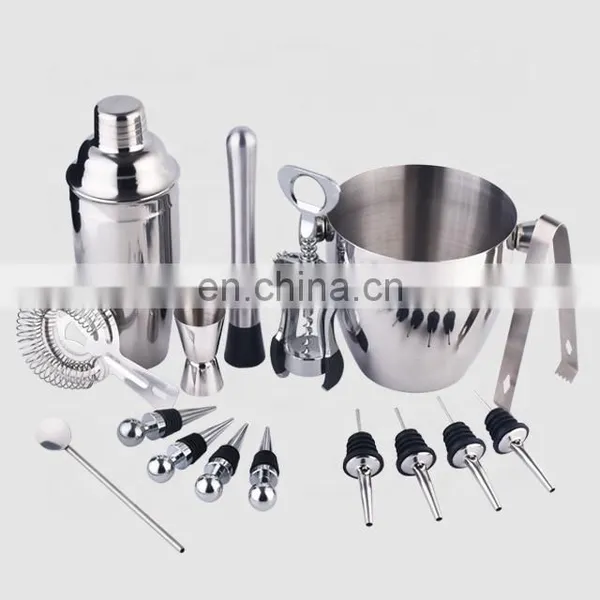 Creation Factory Direct Customizable Logo 16 Piece Fancy Stainless Steel Wine Set Bar Tools Cocktail Shaker Accessories