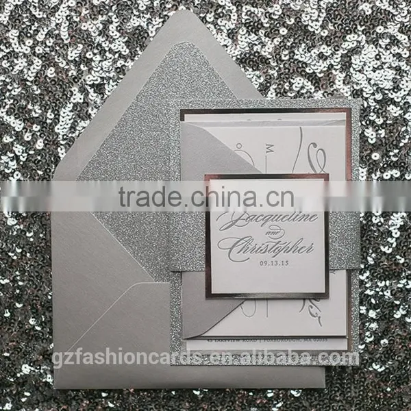 Wholesale Silver Envelope Wedding Invitation Card Glitter Quality Choice photo-5