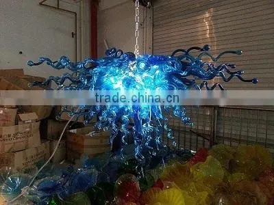 Blue Color Art Blown Glass Chandelier Light Fixture