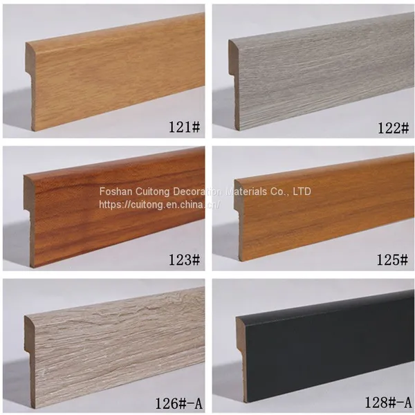 MDF Floor Line Foshan Factory Wholesale Wood Grain Baseboard Paint-free Covered Floor Line 9cm Composite Wooden Corner Line photo-4