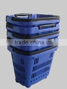 Plastic Shopping Basket With 2 Wheels photo-4