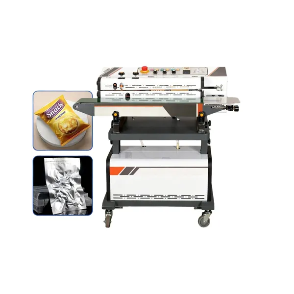 Nitrogen Gas Flushing Vacuum Sealing Automatic Continuous Bag Band Sealer Sealing Machine With Printer photo-2