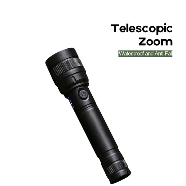 Wholesale T6 LED Flashlight Telescopic Zoom 280LM Rechargeable Torch With 4-level Battery Indicator IPX4 Waterproof for Daily Carry Camping photo-3