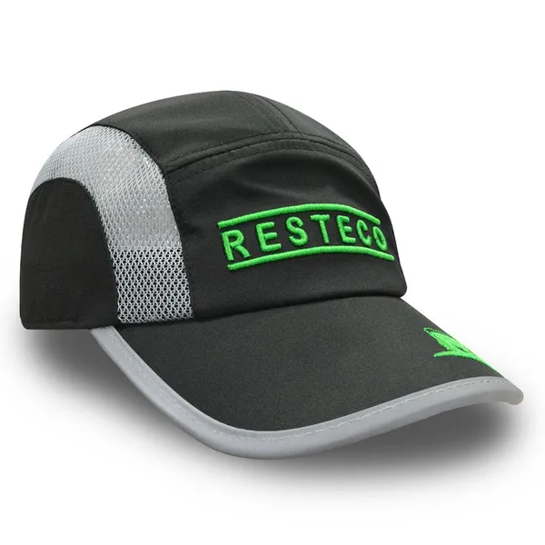 Gorra de campaña exterior de secado rápido, gorra de campamento con corte láser y perforaciones, gorra de carrera personalizada de poliéster y nailon, gorra de camping con logotipo personalizado para hombres