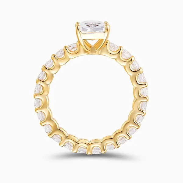 Shining Star Jewelry Luxury Big Main Stone Diamond Emerald Cut Tennis Ring Women photo-3