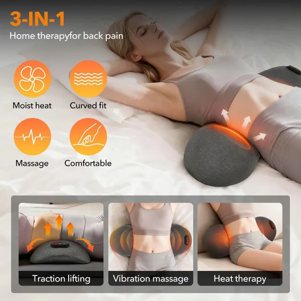 Electric Neck and Lower Back Massage Pillow With Gentle Vibration and Heat Function MH-BY059 photo-2
