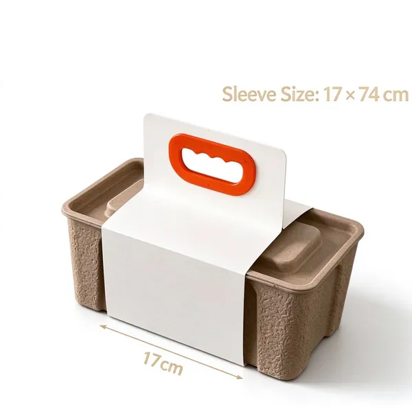 Pulp Molded Gift Box With Sash Belt and Kraft Paper Bag, 80g Pulp Material, Custom Dimensions for Gifts