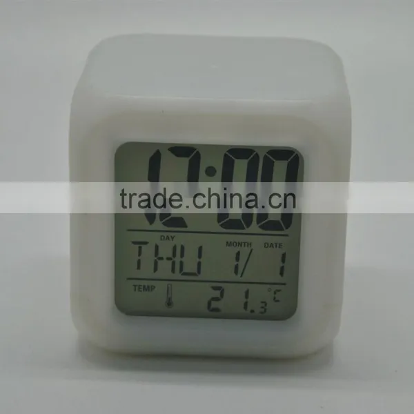 Hot Selling Seven Color Changing Alarm Clock, Square Clock photo-5
