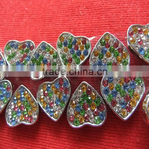 10 mm Slide Charms Heart Alloy Metal Crafts Mixed Color of Rhinestone Heart Charm photo-4