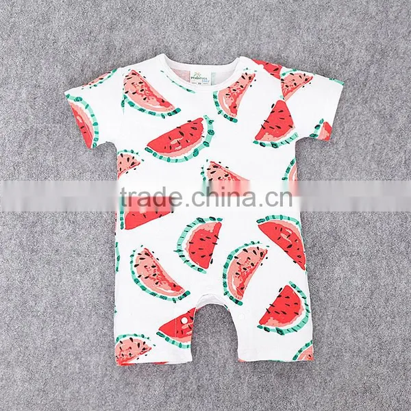 New High Quality Plain Baby Romper Watermelon Printed Short Sleeve Summer Baby Romper Toddlers Romper Suit photo-3
