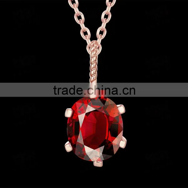 New Design Women Necklace 2016,rose Gold Chain Necklace Red Zircon photo-3