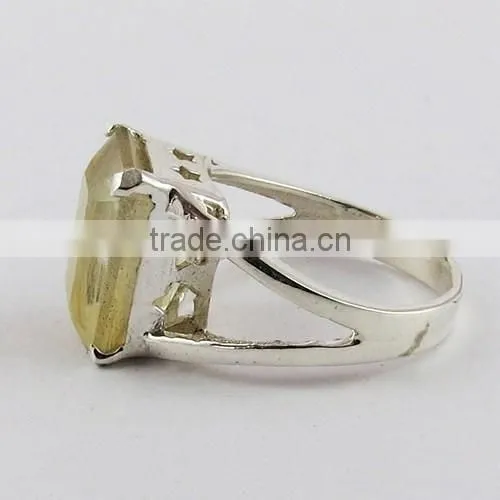 Suitable Golden Rutile Silver Ring, 925 Sterling Silver Jewellery Wholesale, Unique Silver Jewelry photo-4