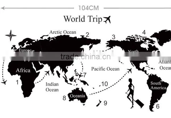 ALFOREVER Small Size Pvc Black World Trip Sticker,pvc World Trip Decals photo-5