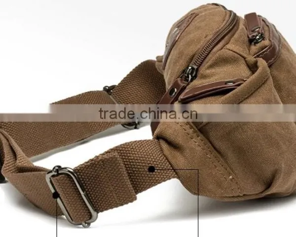 Boy Waxed Canvas Bags Chest Pack Messenger Bag Khaki Wrist Bag Canvas photo-3