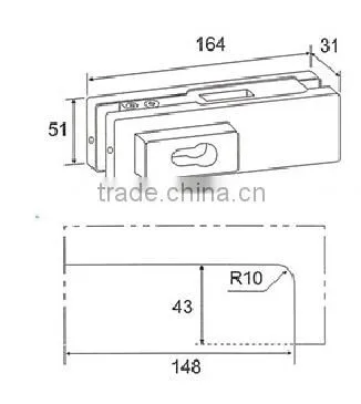 Stainless Steel Glass Door Lock Clamp Sliding Glass Doors Patch Fitting DL-015 photo-2