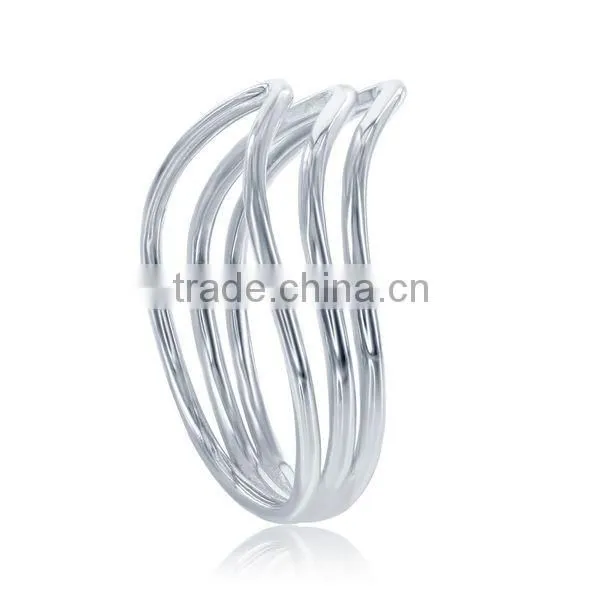 Low Price and MOQ 925 Sterling Silver Triple-band Curved Finger Ring photo-3
