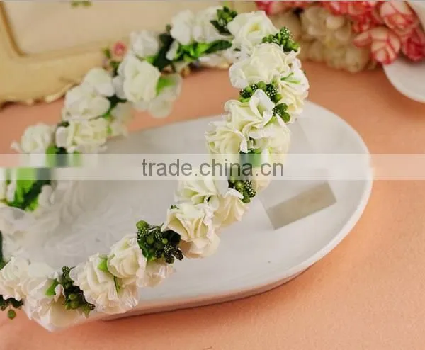 New Natural Touch Artificial Flower Foam Head Wreath for Wedding Bridal Headdress Wedding Flower Headband Flower photo-6