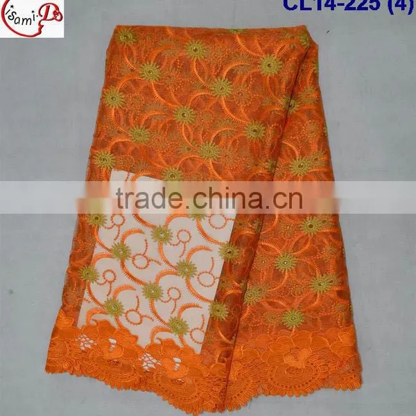 CL14-225 2016 Latest Fashion Lace Design French Lace Fabric, African Net Tulle Lace Fabric Wholesale photo-5