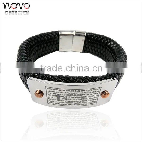 Cuff Bracelet Cheap Leather Bracelets Stainless Steel Monogram Leather Cuff Bracelet photo-2