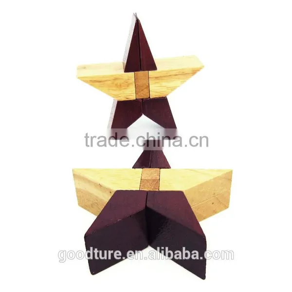 2015 Hot Sale Wooden IQ Intelligent Puzzle Magic Puzzle Kongming Lock Brain Teaser Model Number GAD1129