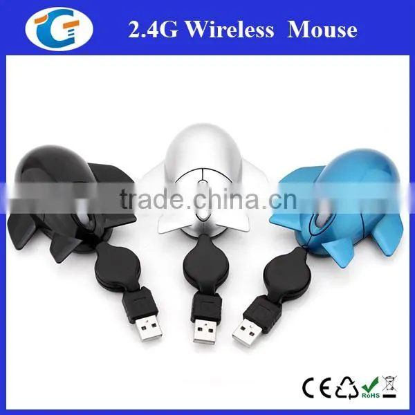Aeroplane Shaped Wired Optical Mouse With Retractable Cable photo-4