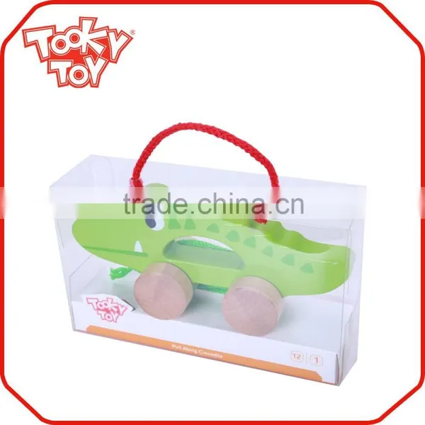 String Children Tractor Wooden Line Pull Along Crocodile Toys For Kids photo-2