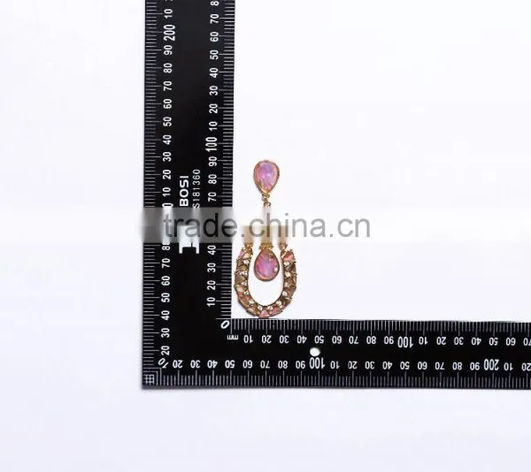 2016 New Design Christmas Gifts Pink Oval Opal Earring With High Quality photo-2