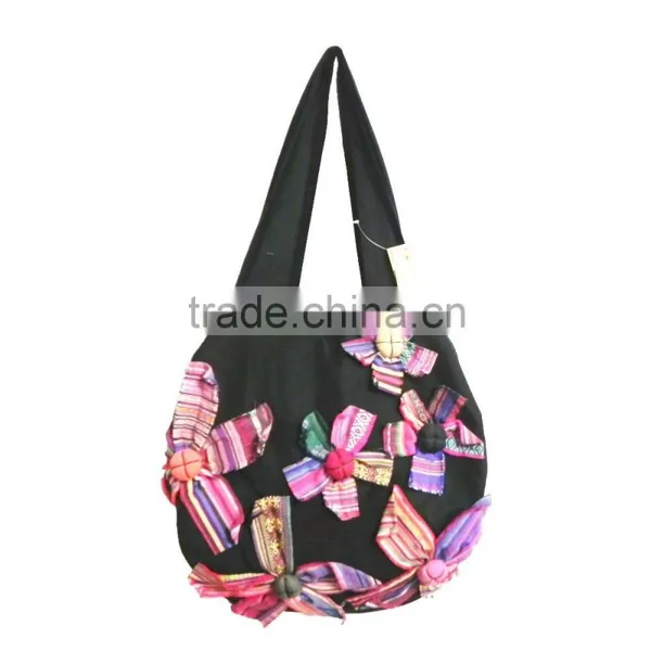 Ladies National Shoulder Bag With Handmade Flower for Sale