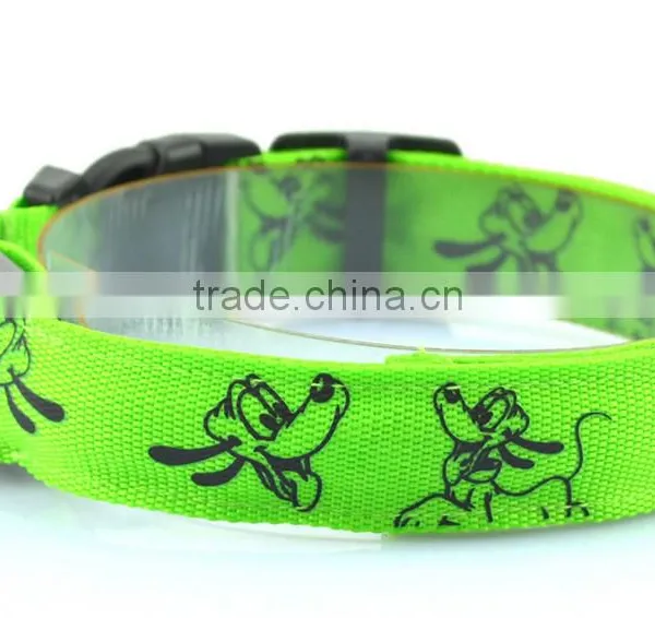 Cute Cartoon Dog LED Nylon Pet Dog Cat Collar Night Safety LED Light-up Flashing Glow in the Dark Lighted Dog Collars photo-3