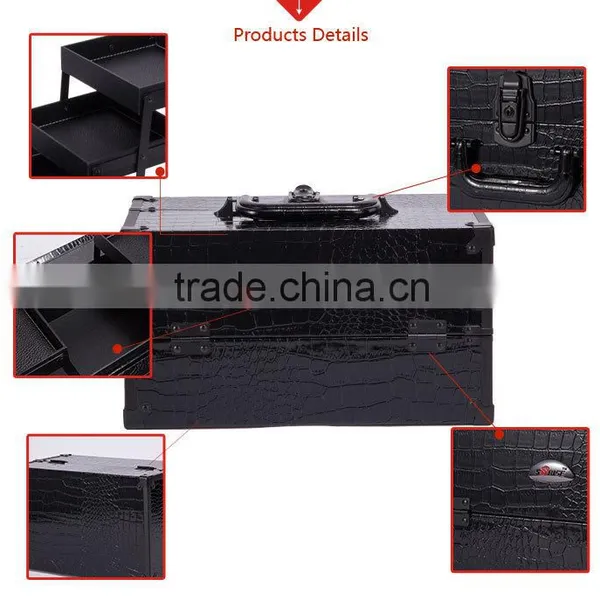 Original Factory Supplier Rolling Station Crocodile Pattern Makeup Vanity Case photo-5