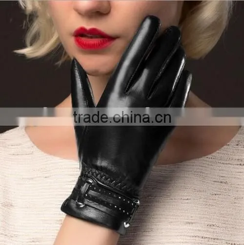 Fashionable Leather Gloves For Women Classic Black Leather Gloves For Women photo-6