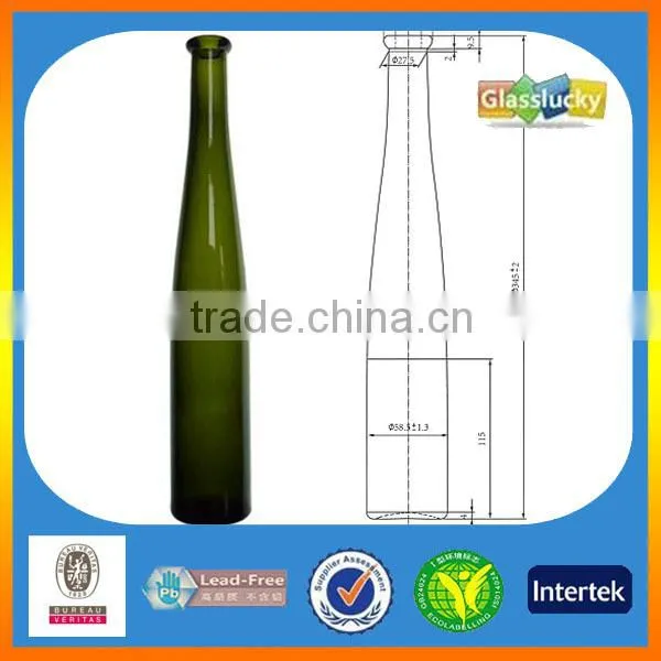 Glasslucky 2014 Hot Sale Olive Green 375ml Ice Wine Bottle photo-2
