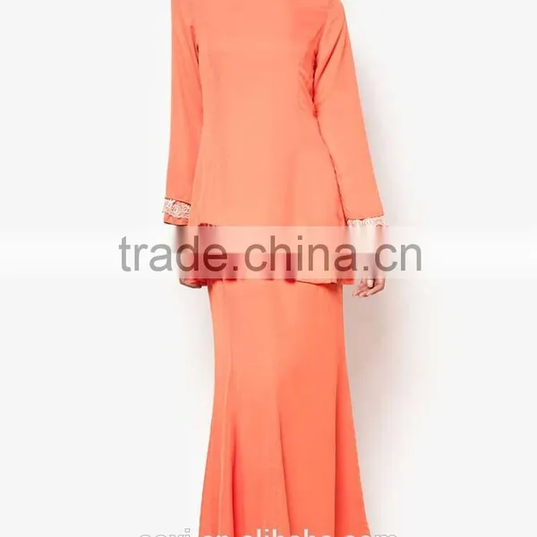Orange Color Dress With Black Sequined Scarf Muslim Dress photo-5