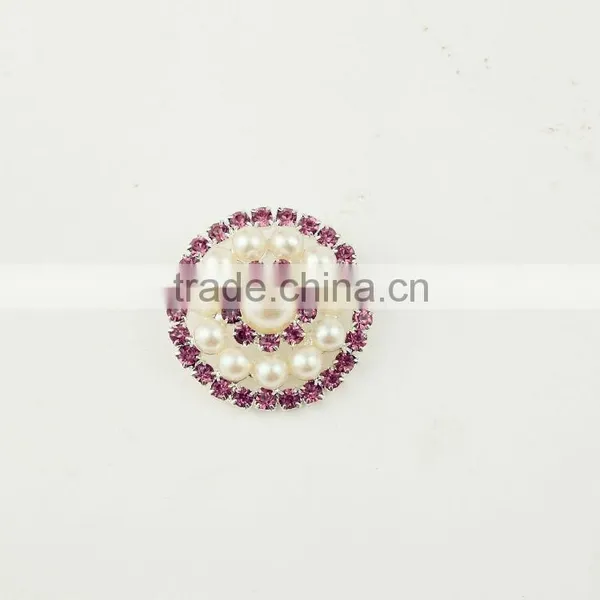 Wholesale Fancy Garment Accessories Round Silver Metal Pearl Rhinestone Snap Button photo-3