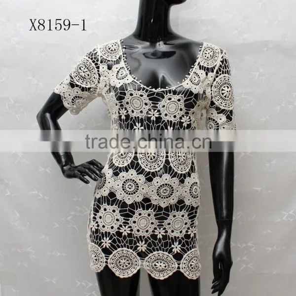 2016 Fashion Sexy Crochet Summer White Dresses For Women photo-3