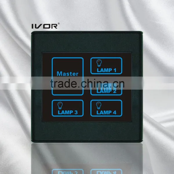 4 Gangs Lighting Touch Switch With Master Piano Black (SK-T2300L4M-PBK)