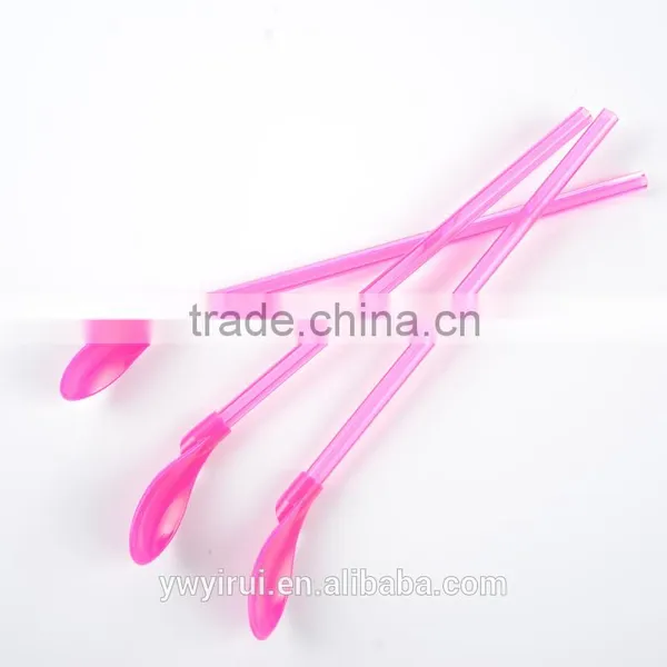 Plastic Drinking Straws With Spoon